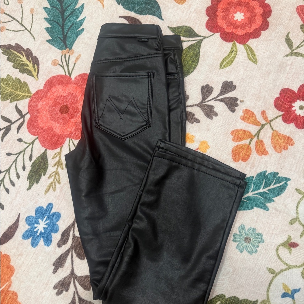 Mother straight leg leather pants